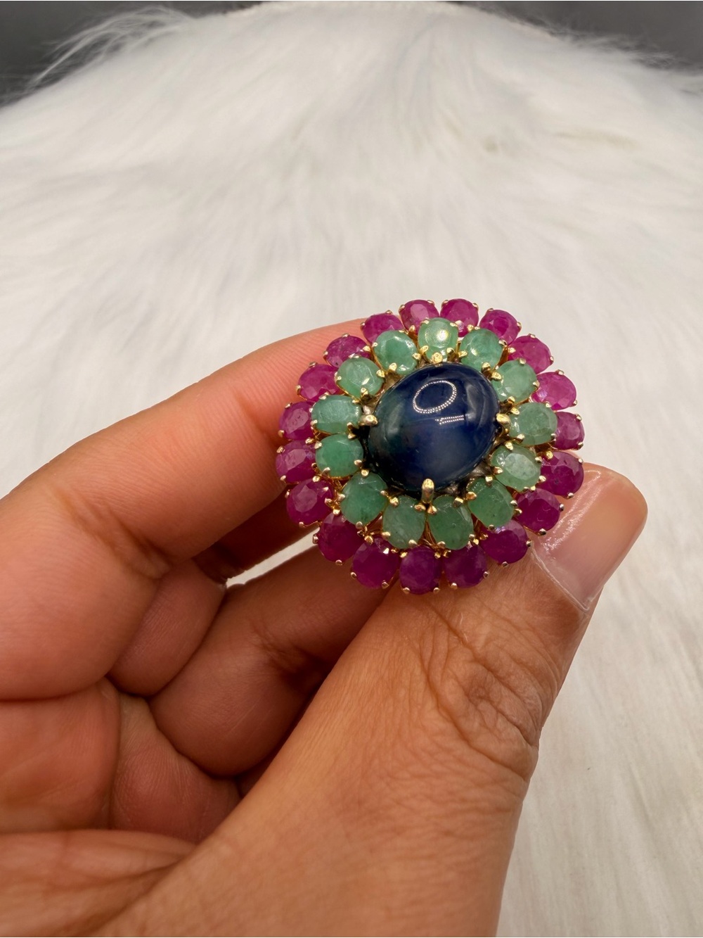 925 Sterling Silver Sapphire Emerald & Ruby Ring Size 6. - Picture 11 of 13